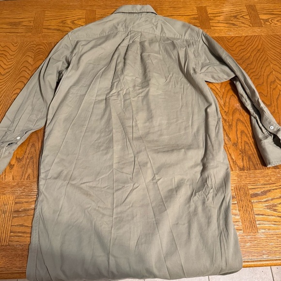 Buck Mason Midi Twill Shirt Dress in Olive Green Sz XS Long Sleeve Relaxed Fit - Picture 15 of 15